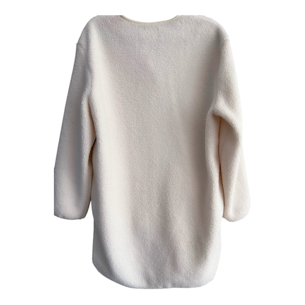 Plush textured jacket Sherpa fleece liner cozy Crewneck liner w/ snap closure M - Picture 3 of 7